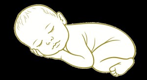 The outline of a baby sleeping peacefully
