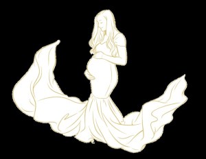 Outline of an expecting mother in a flowing dress